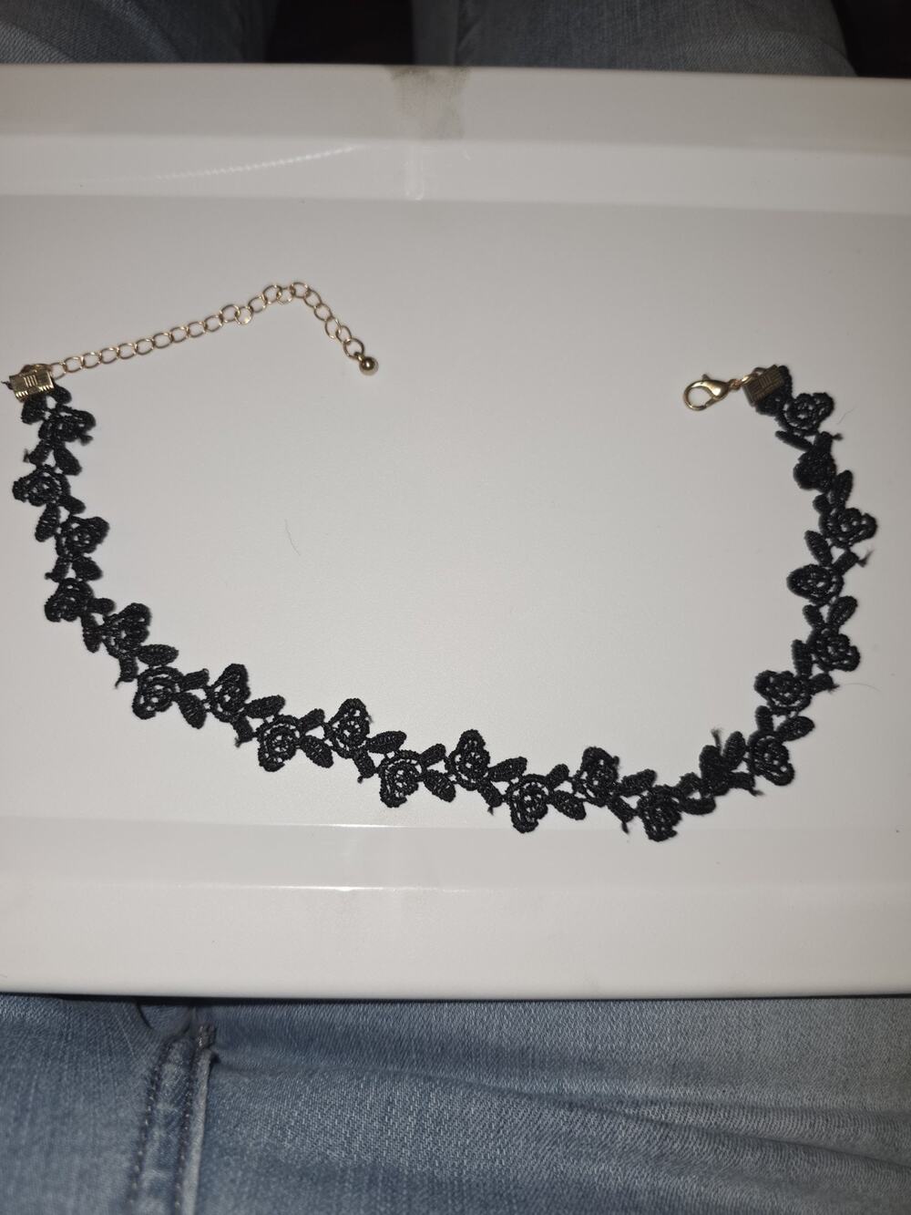 Vintage Black Lace Floral Choker Necklace